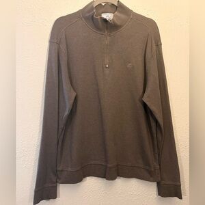 Southern Tide Mens 1/4 Zip Sweater Pullover Brown Cotton The Skipjack Mens Large